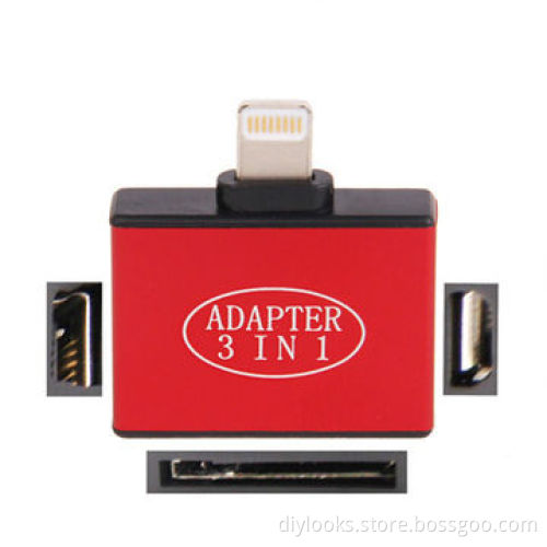 Refurbished 3-in-1 30-pin/Micro 5-pin/Mini USB to 8-pin Adapter for iPhone 5/iPad Mini